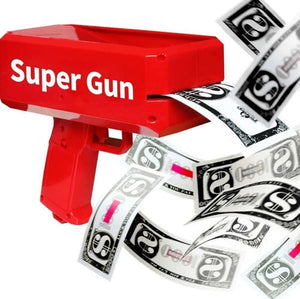 Pistola Lanza Billetes Cash Money Super Gun Party + 50 billetes