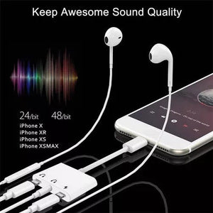 Adaptador Lightning 3.5mm Audio Y Carga iPhone 3 En 1